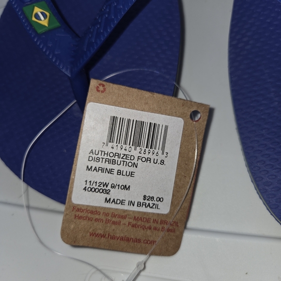Havaianas marine blue Flip Flops with Brazilian Flag 9/10 men 11/12 women - Picture 4 of 7